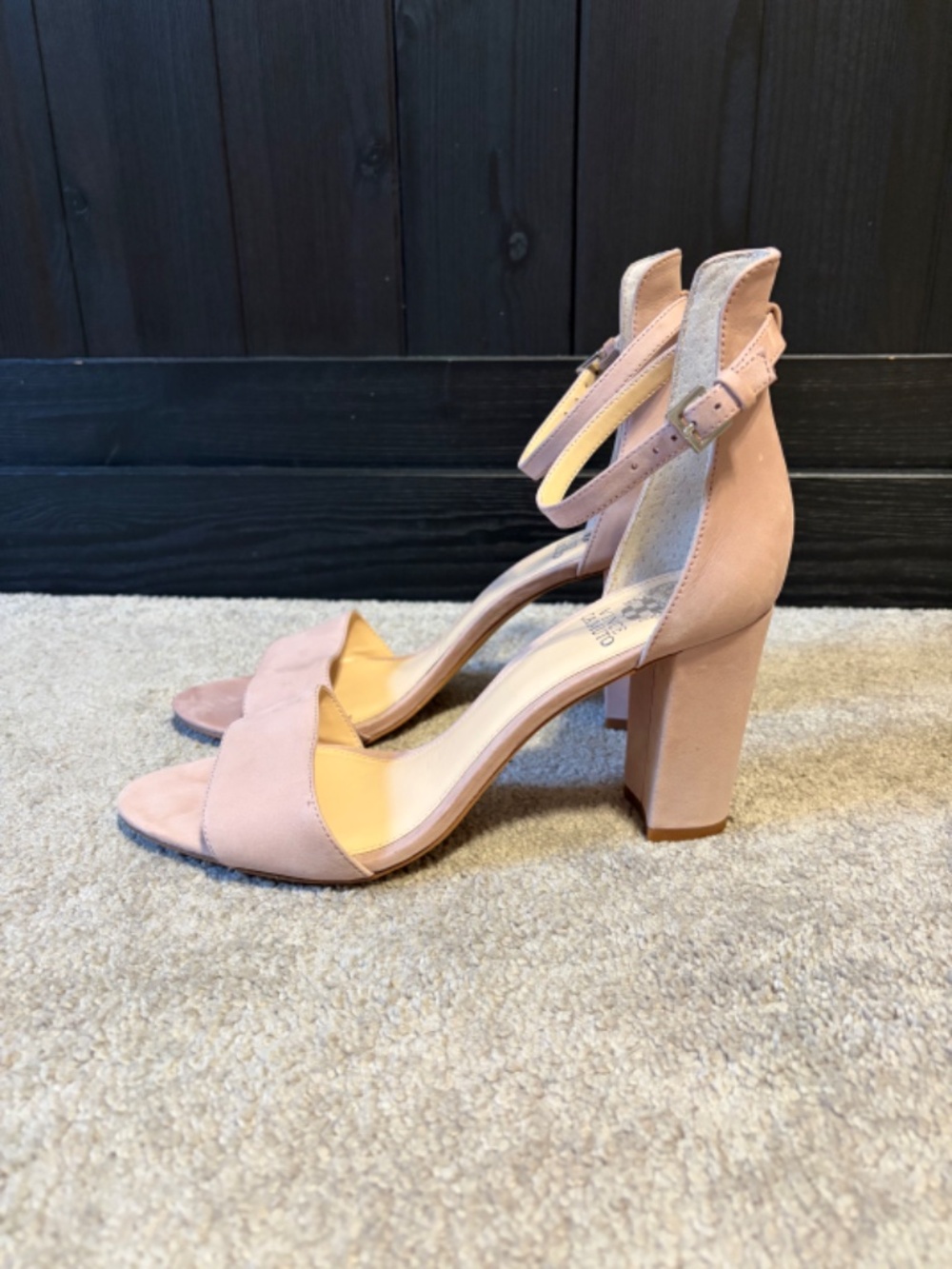 Vince Camuto suede ankle strap block heels